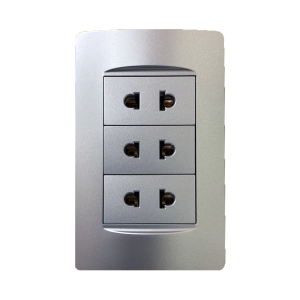 Akari 3 Gang 2 Pin Universal Socket (AWD-Z8202-3(S))